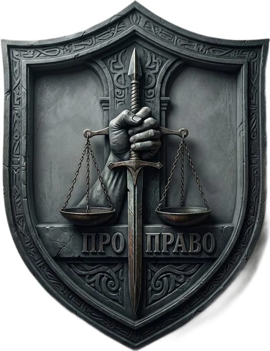 Герб коллегии адвокатов «ПроПраво»: щит, весы и меч правосудия